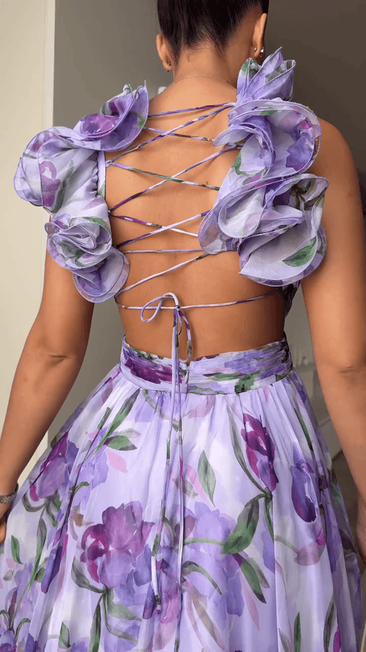 Backless printed maxi dress