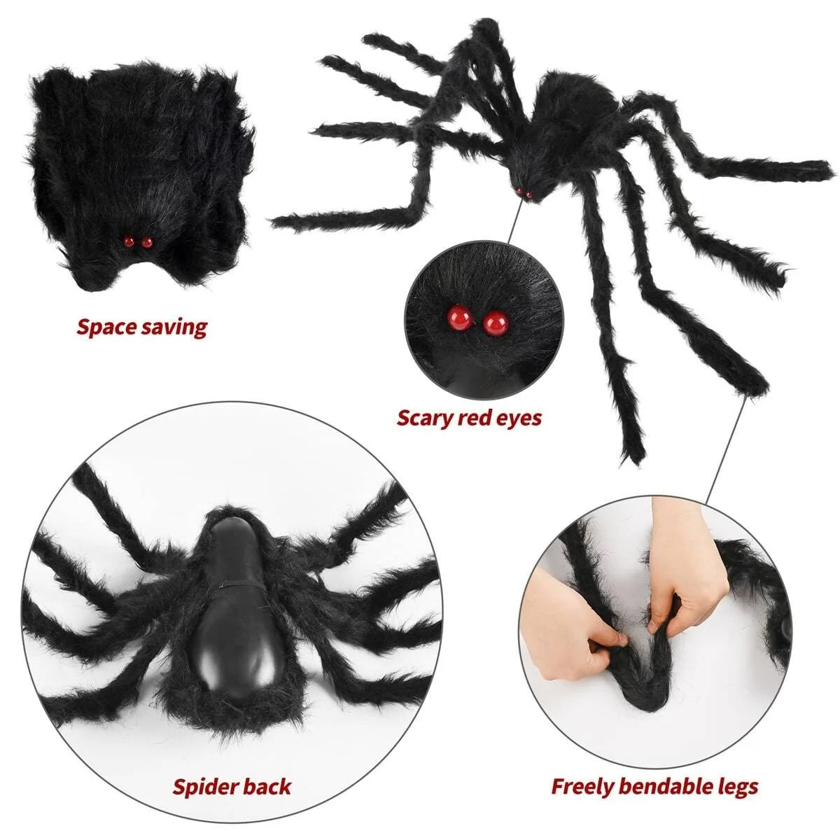 Giant Black Plush Spider Halloween