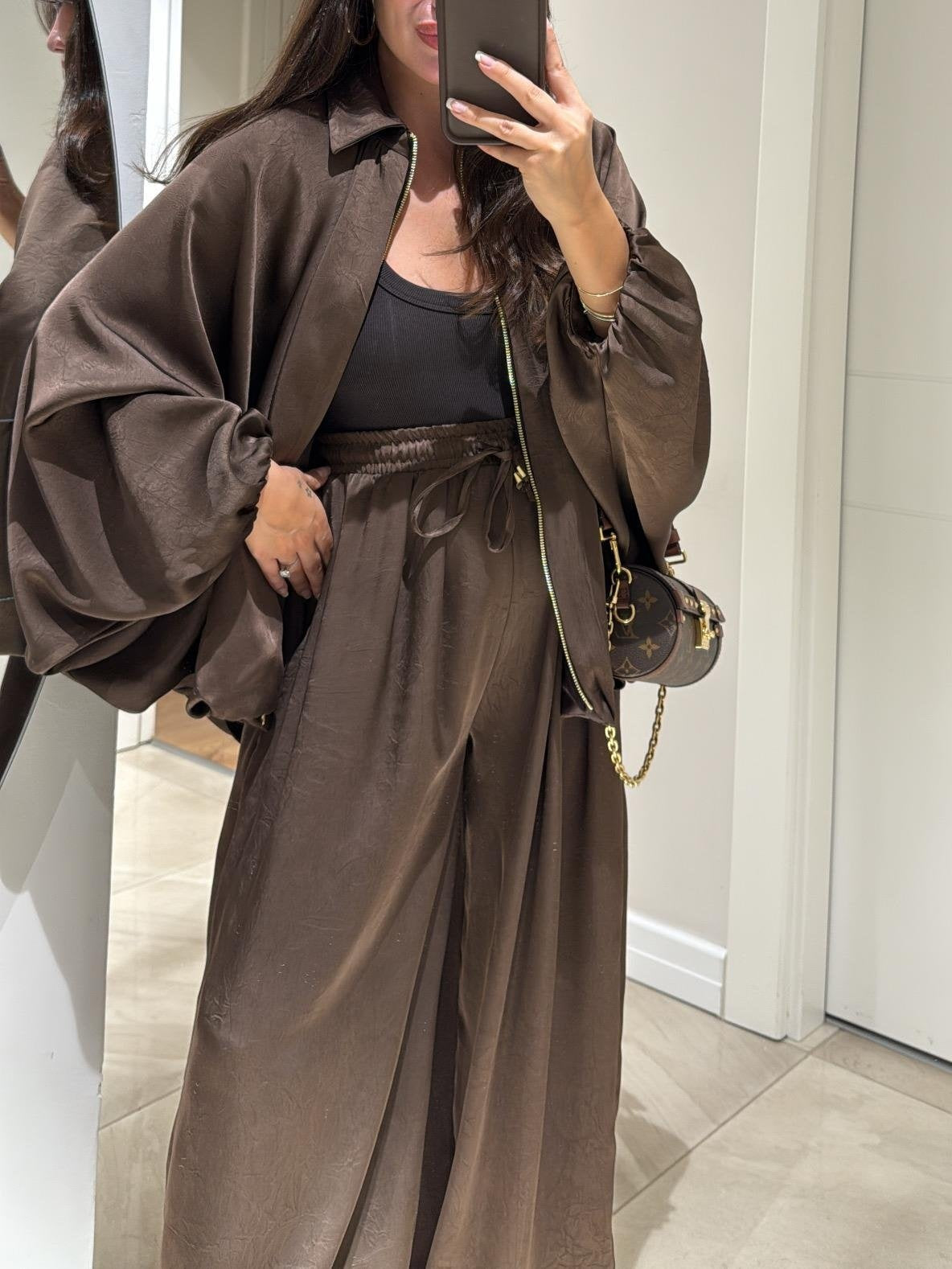 Brown Zippered Casual Jacket
