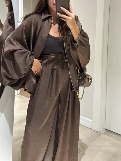 Brown Zippered Casual Jacket